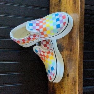 Vans kids size 11.5 Rainbow checkered pattern